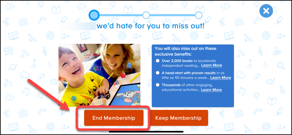 Screenshot of the ABCmouse learning platform subscription screen. 