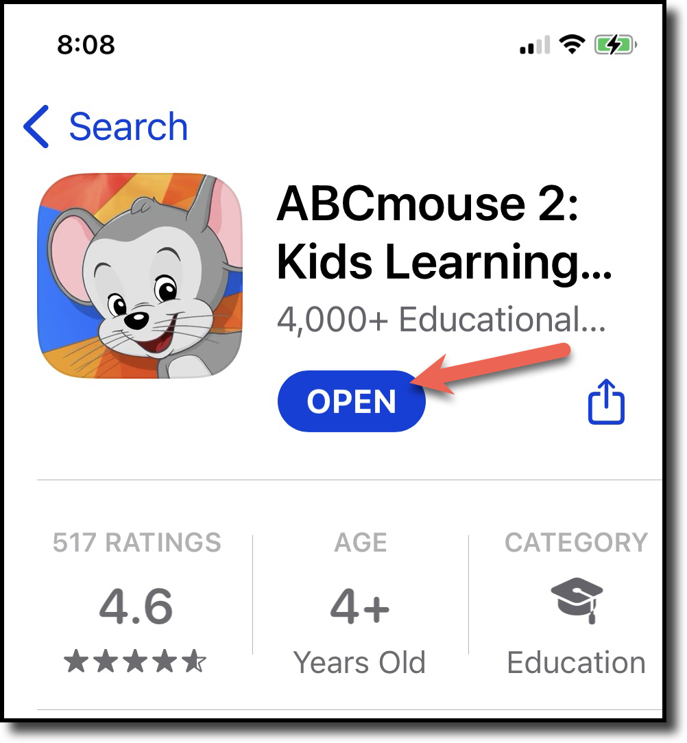 1 - Click Open button ABCm 2 app store.png