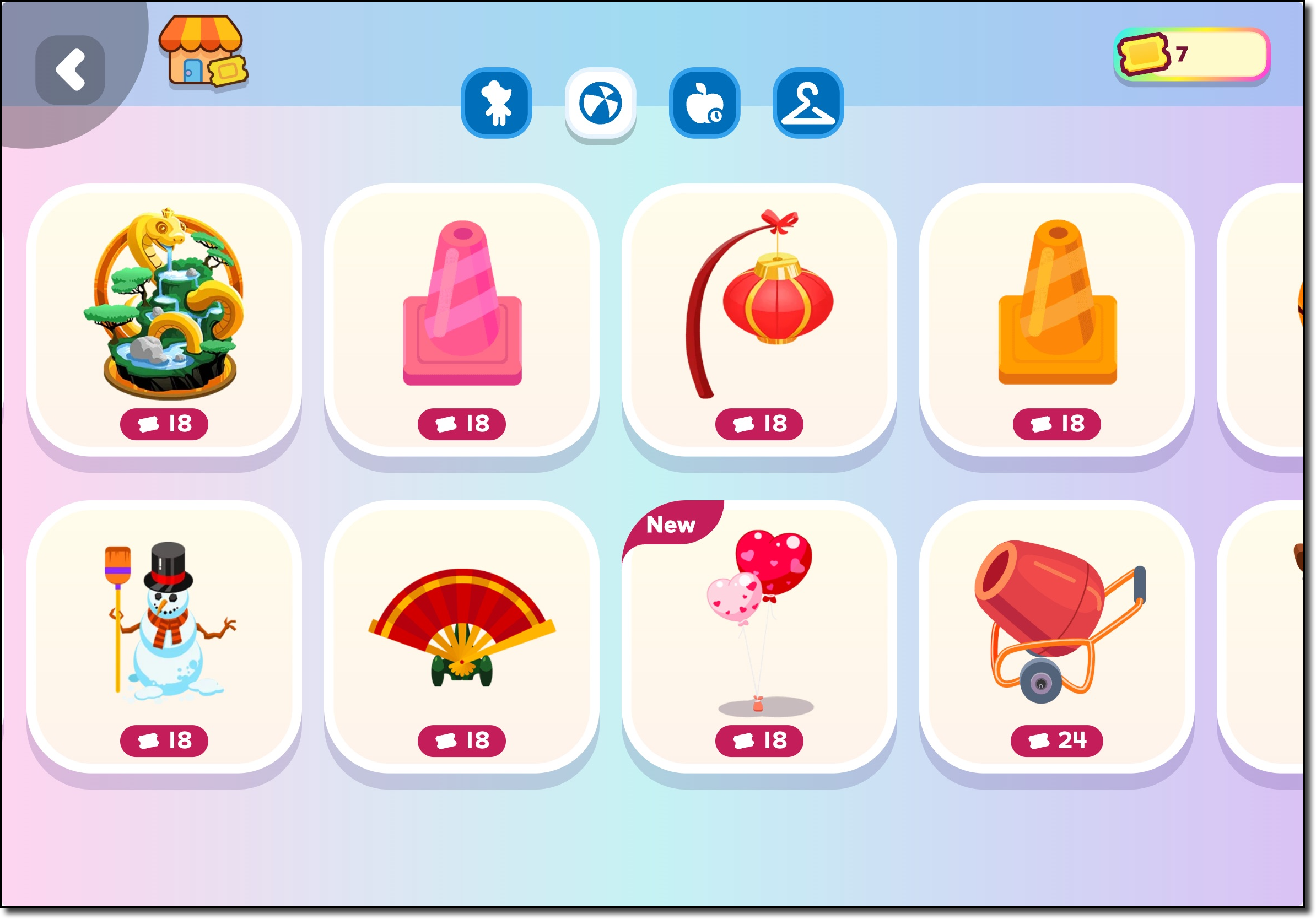 Pet Town Store Decorations section in ABCmouse 2 showing available decorative items for virtual pets.png