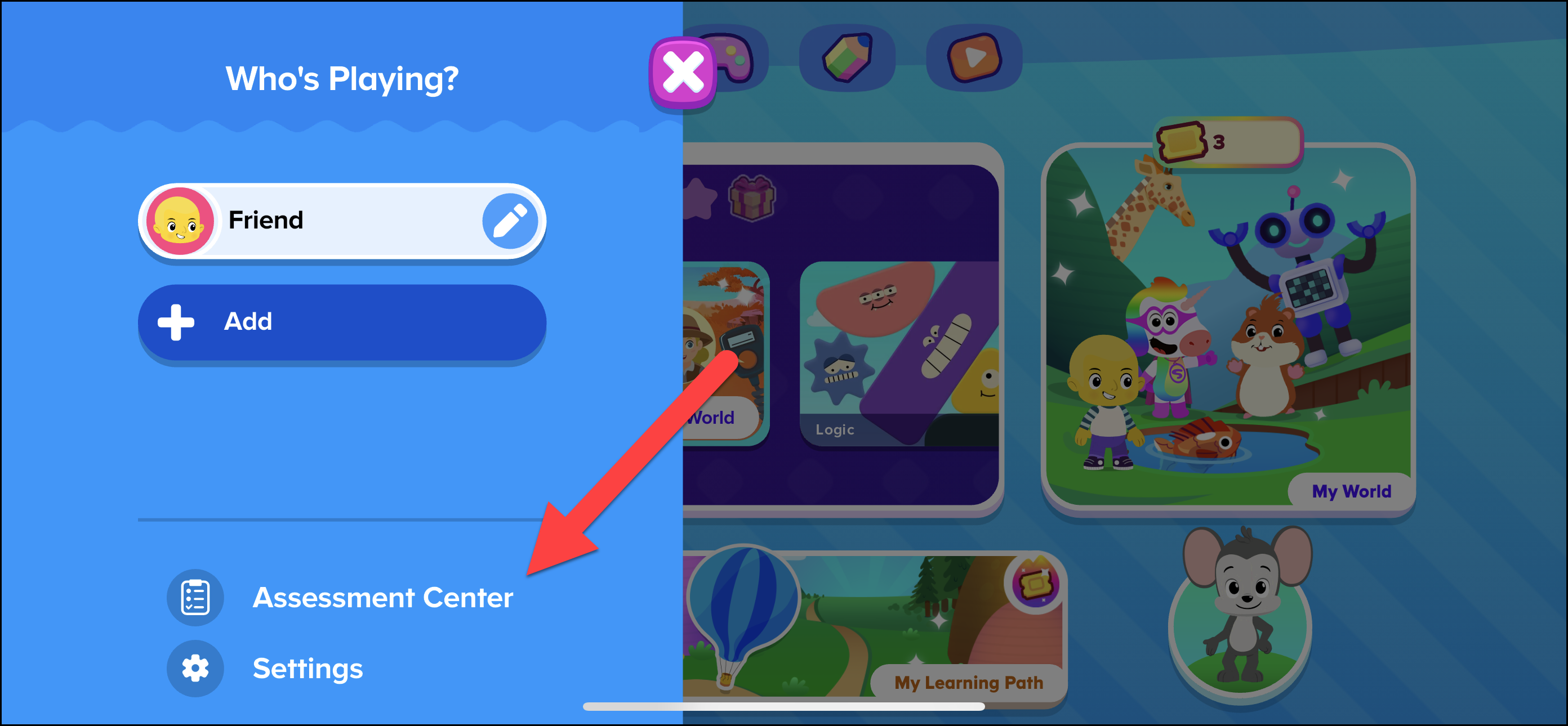 who playing screen pointing assessment center.png