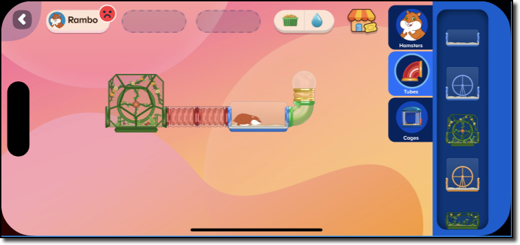 Actividad de laberinto de hámster en ABCmouse 2 que muestra un camino de laberinto con un personaje de hámster.png