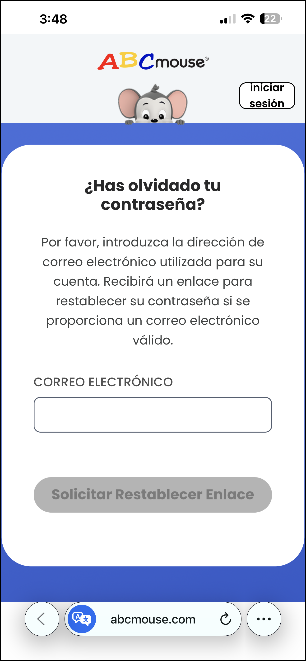 Espanol ABCmouse 2 forgot your password website view.png
