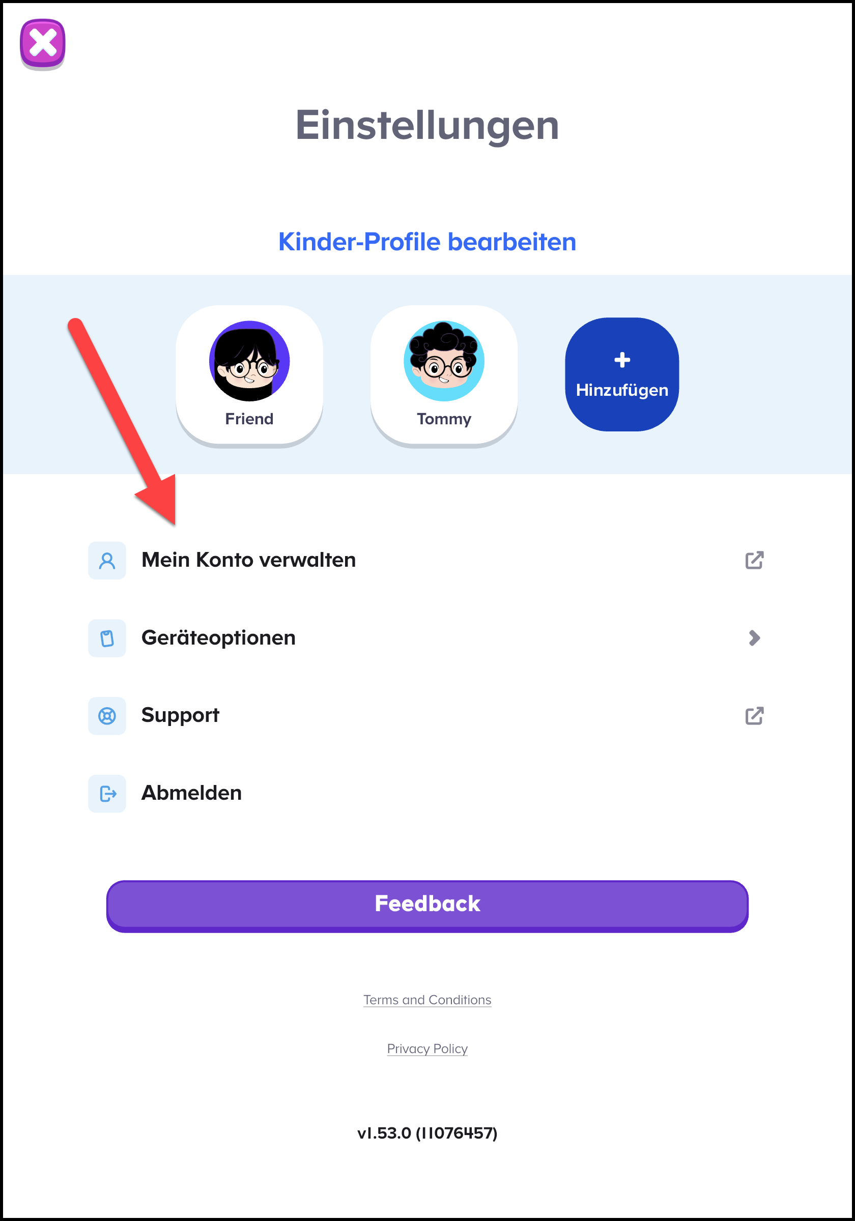 German ABCmouse 2 pointing to manage my account within the settings area.png
