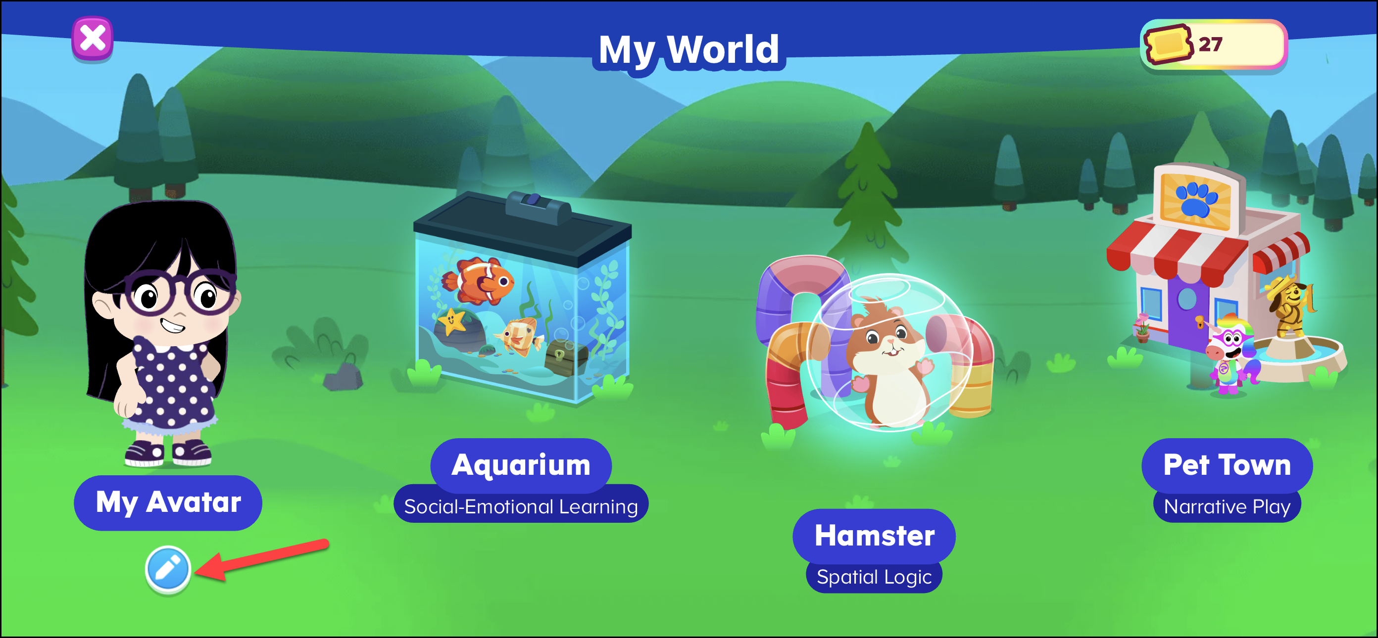 German ABCmouse pointing to pencil icon in the my world section.png