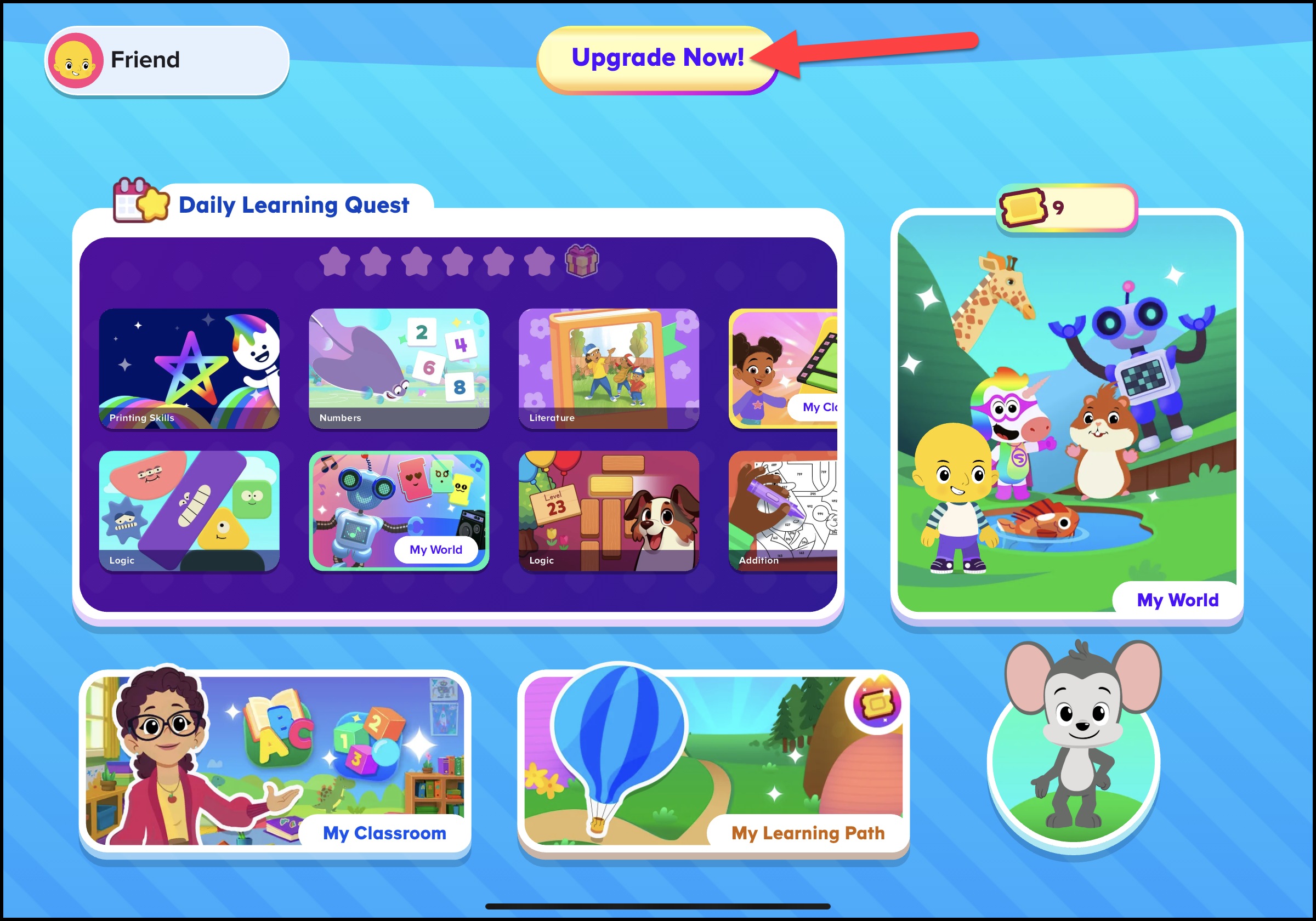 English (American) ABCmouse 2 v1.53.0 Pointing to the Upgrade Now! user is logged in but does not have active subcrption view.png
