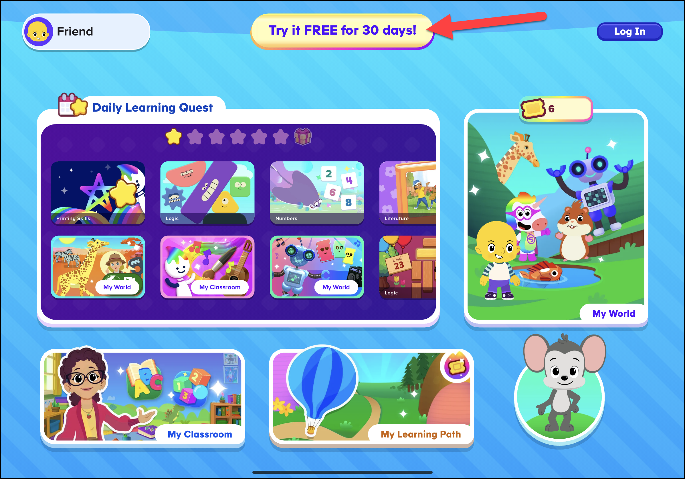 English (American) ABCmouse 2 1.53.0 Homepage for Basic Access Pointing to Free Button.png
