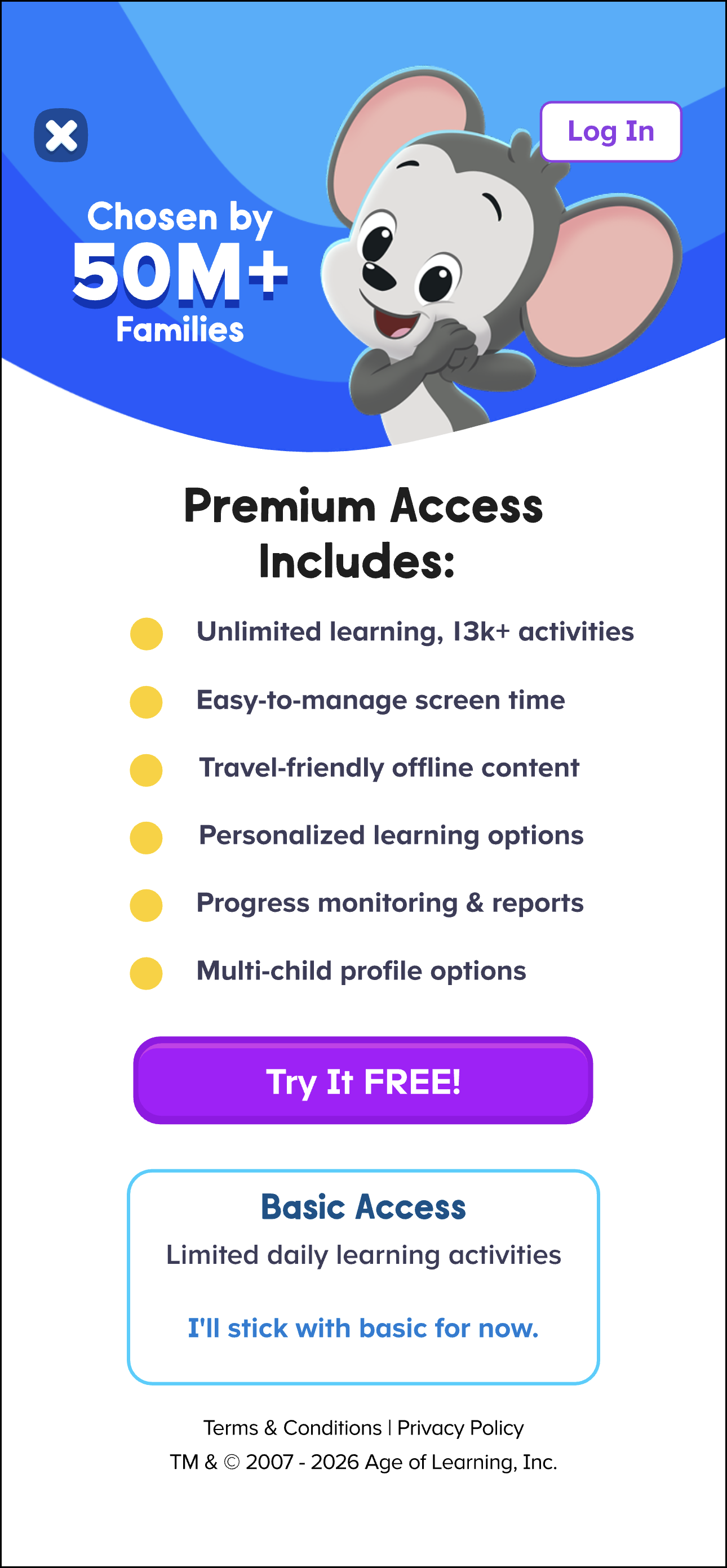 English ABCmouse v1.52.1 Premium access with free month offer vs basic access limit activities.png