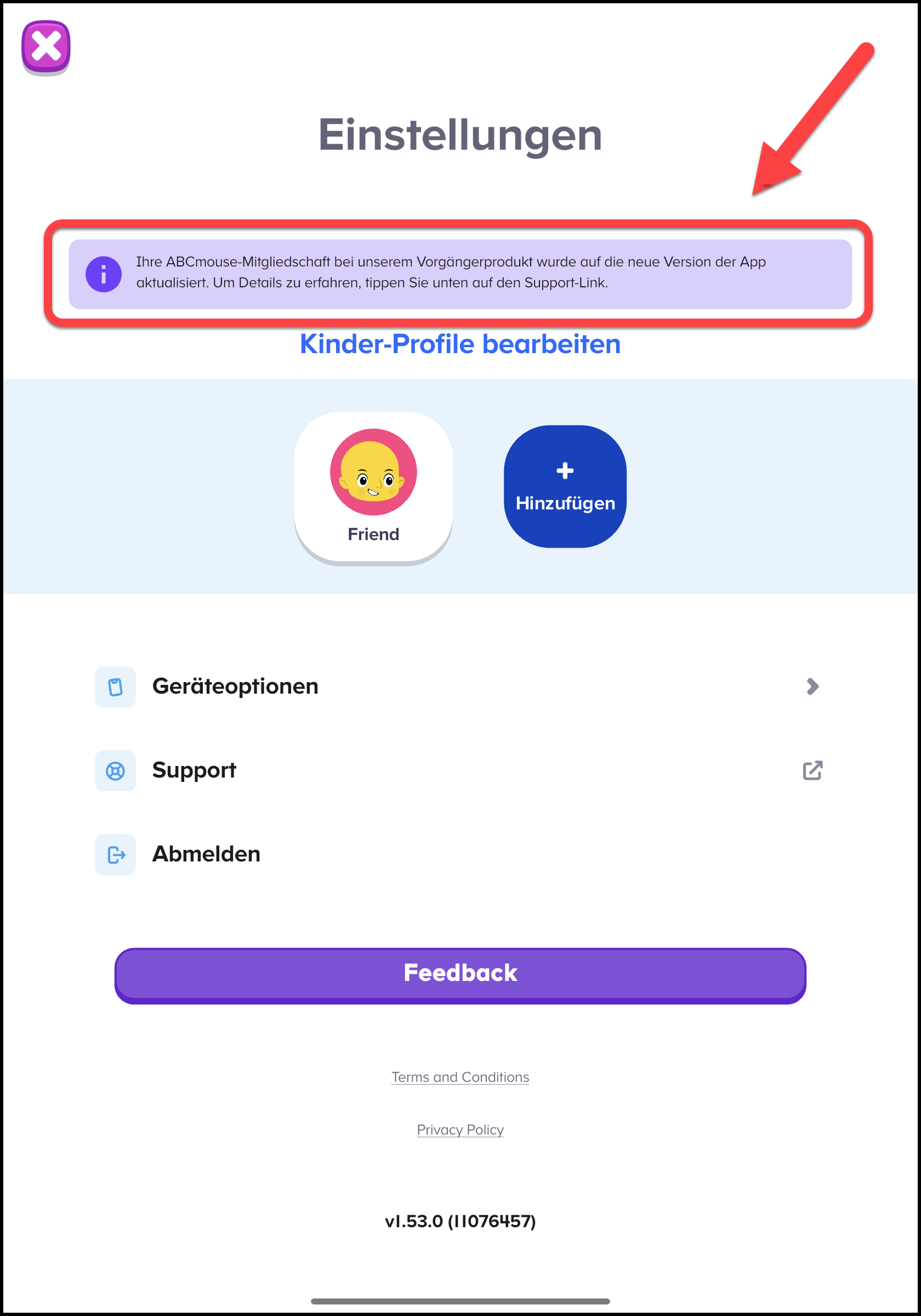 Deuthsch (German) ABCmouse 2 v1.53.0 pointing to the legacy message within the settings page.png