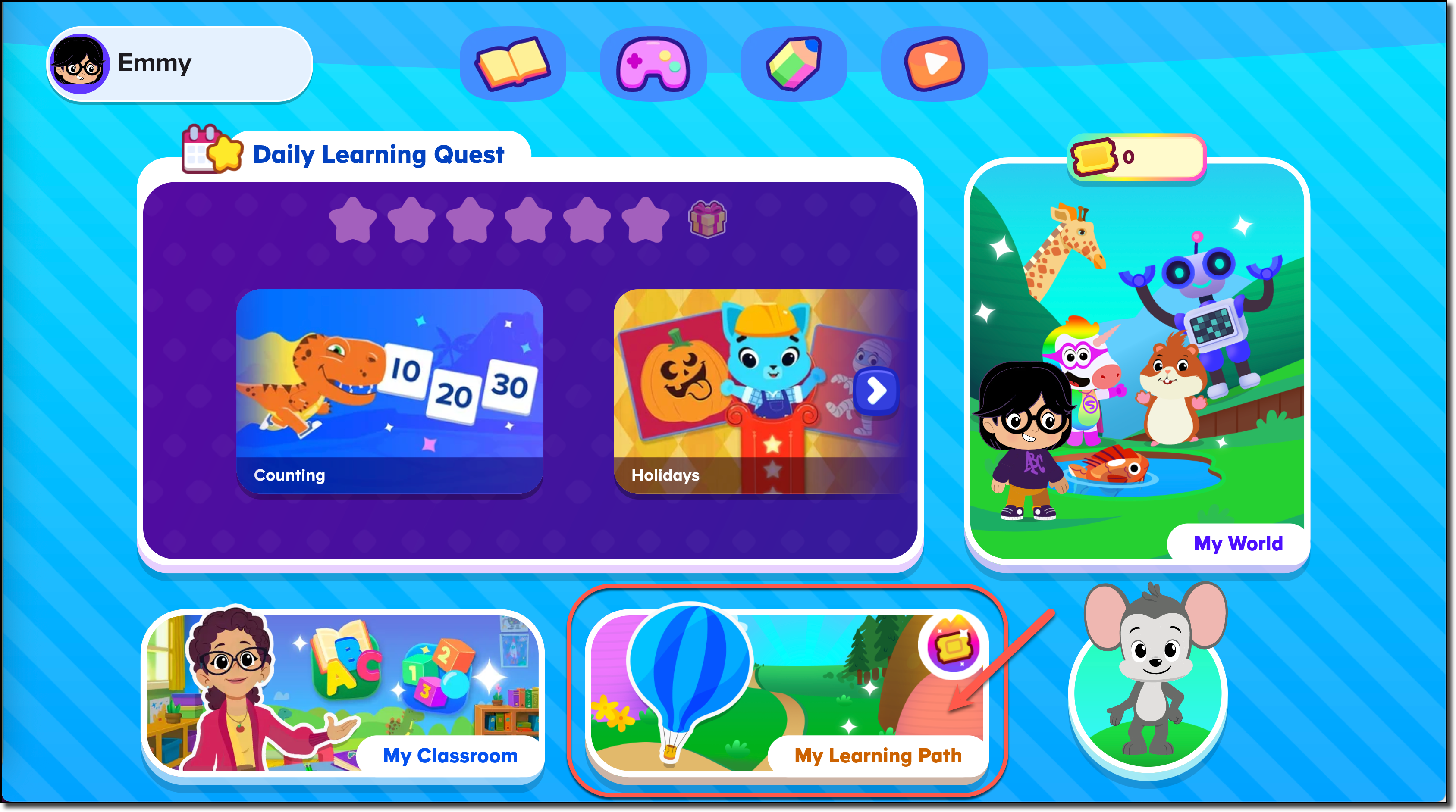new homepage w new classroom - Learning Path arrow.png