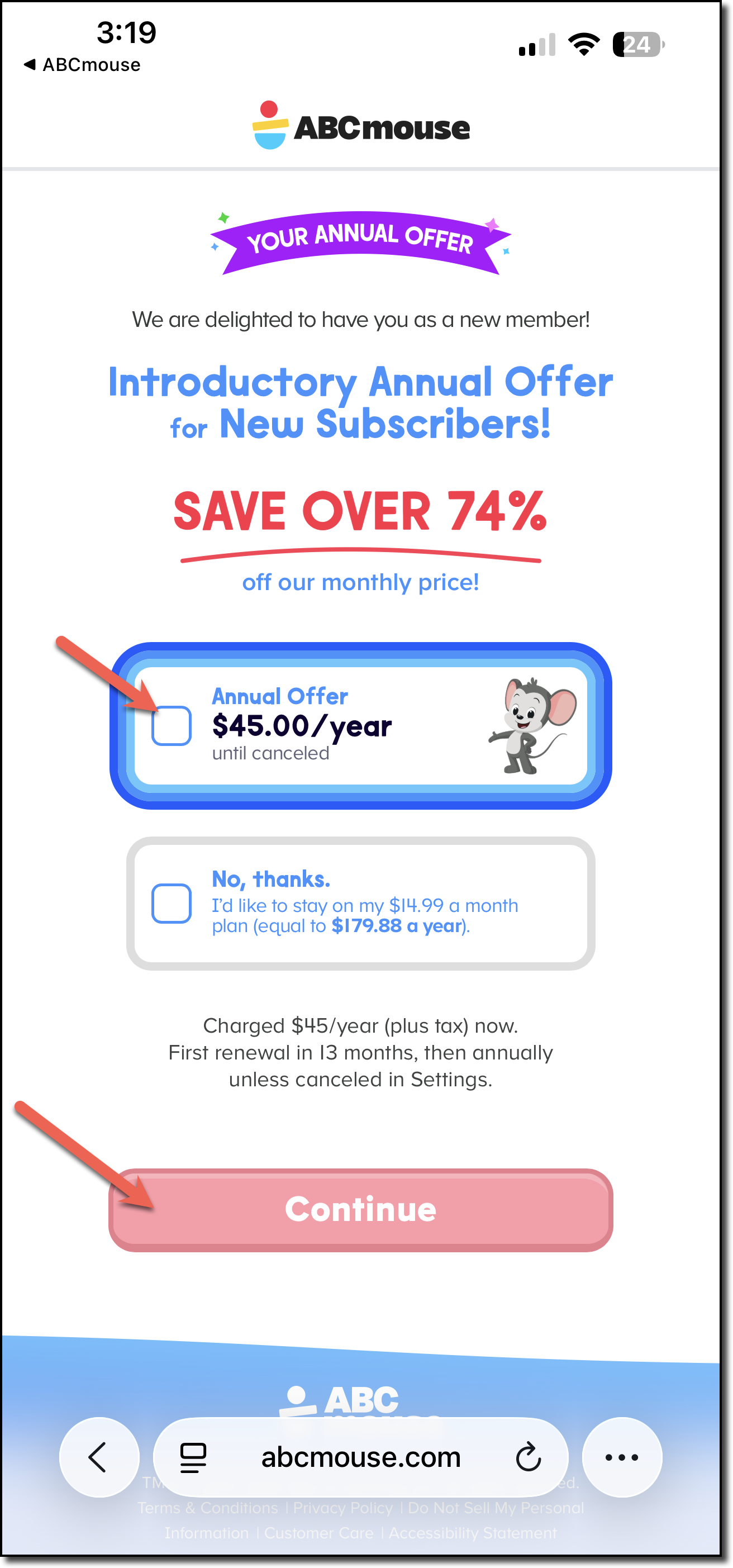 Pantalla de registro de la oferta anual ABCmouse.png