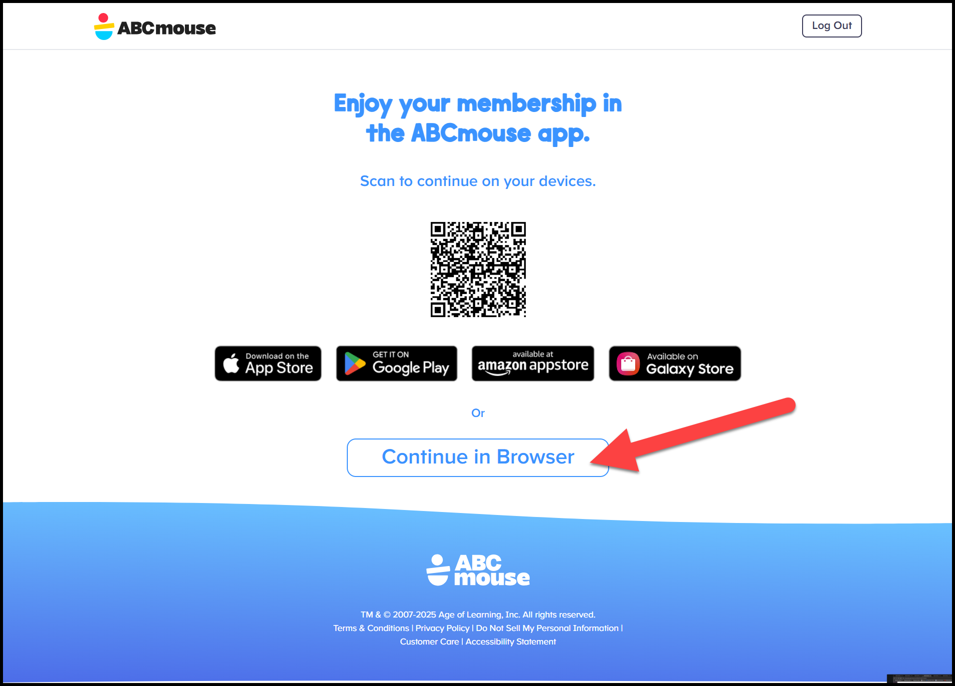 ABCMouse apuntando a continuar en el botón del navegador.png