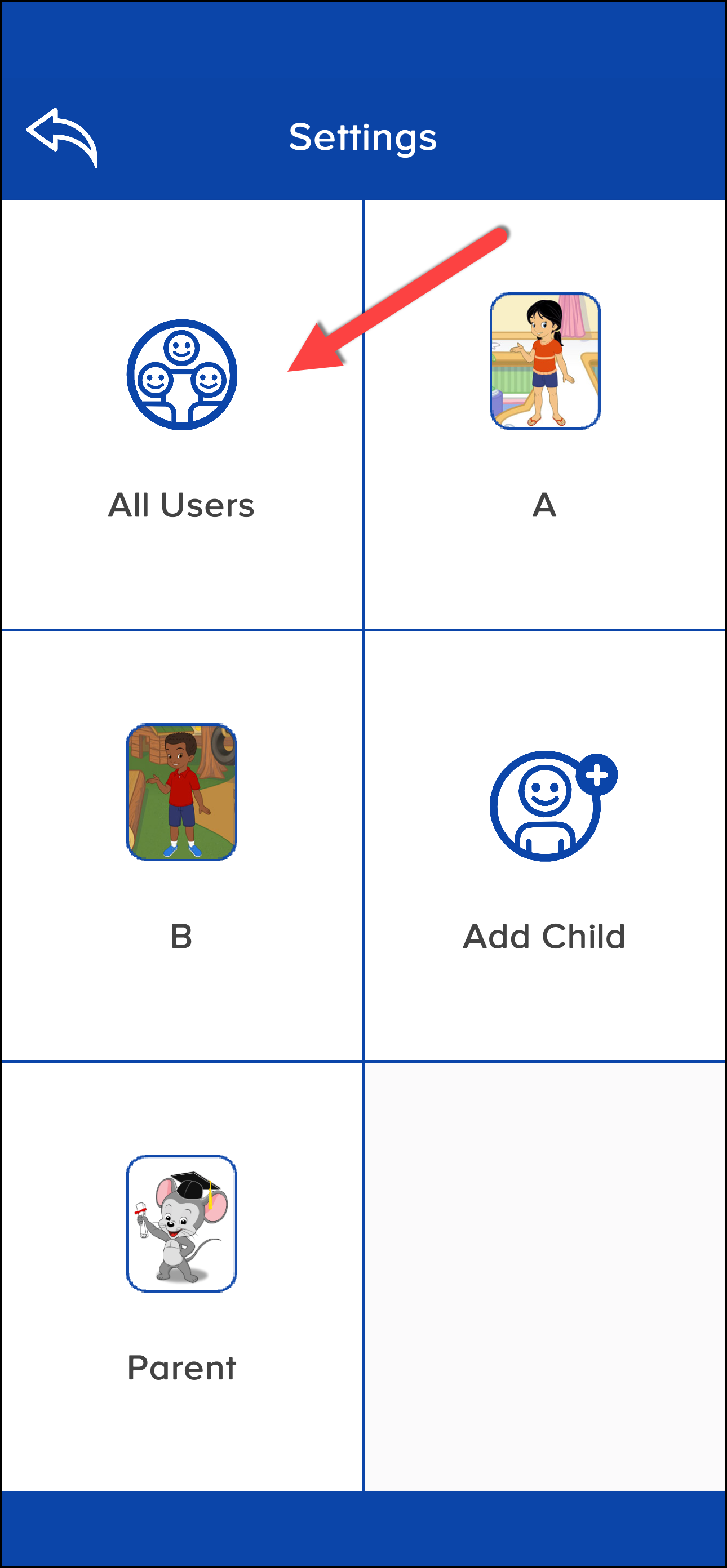 ABCmouse Classic Settings apuntando a Todos los usuarios tab.png