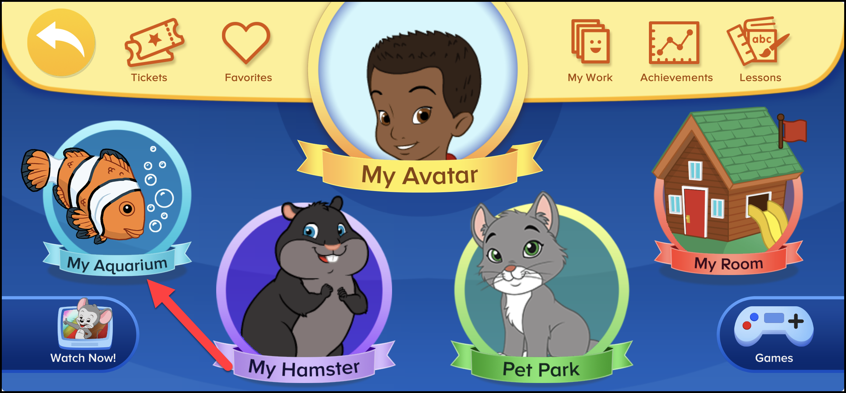 ABCmouse Classic señalando mi acuario en mi área.png