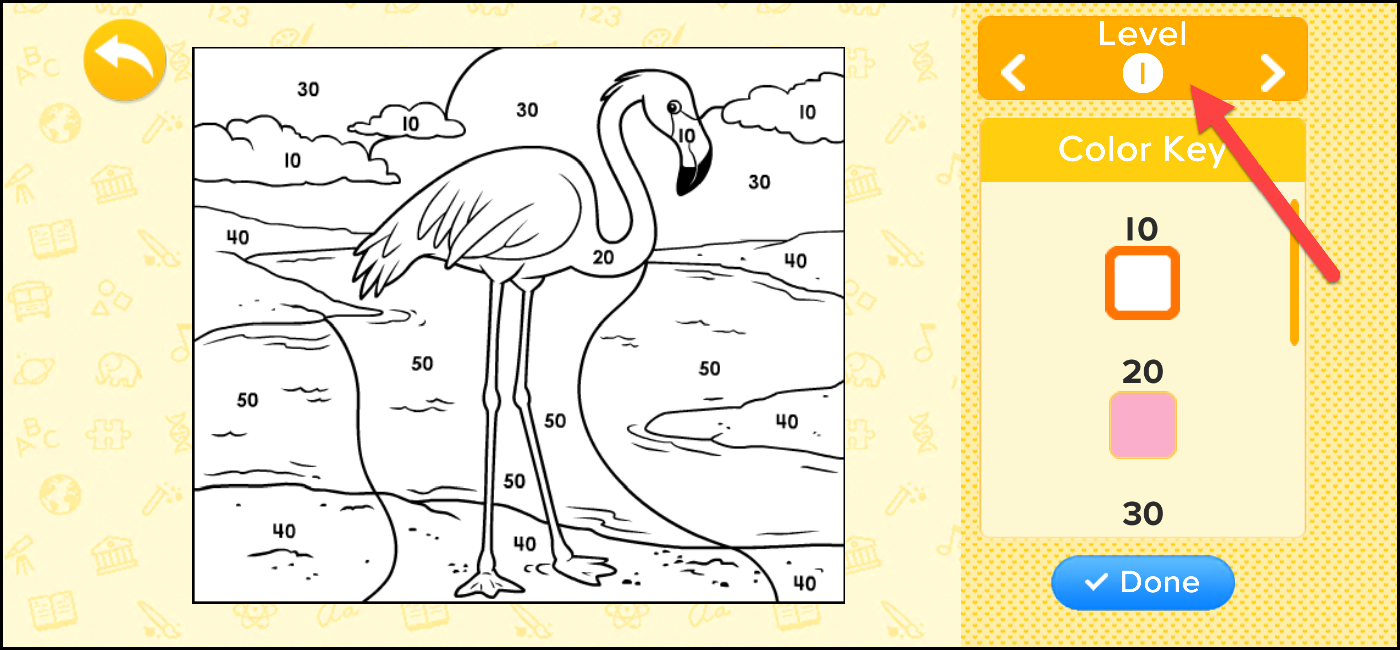 ABCmouse Classic Señalando el nivel en una actividad de color punto a punto.png