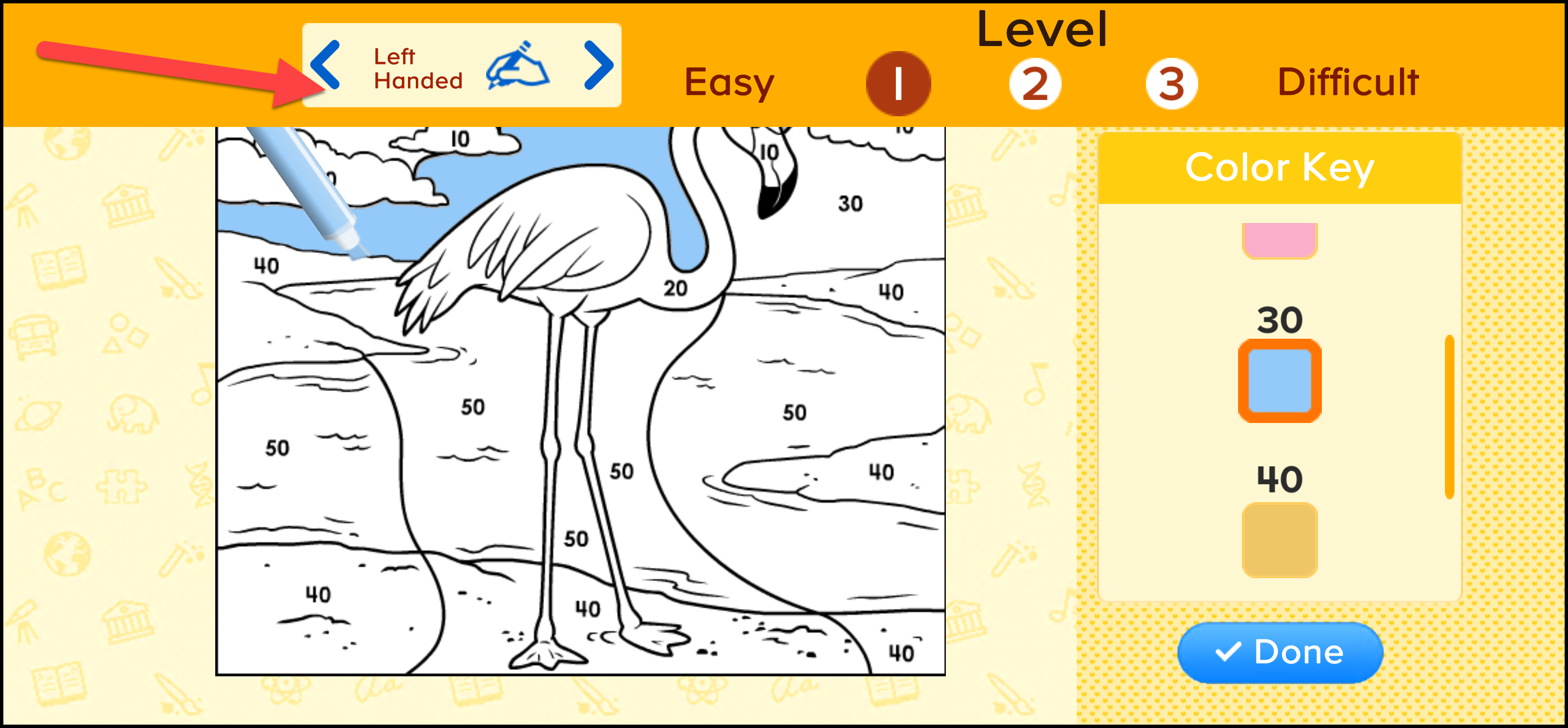 ABCmouse Classic señalando a la izquierda en la actividad de colorear punto a punto.png