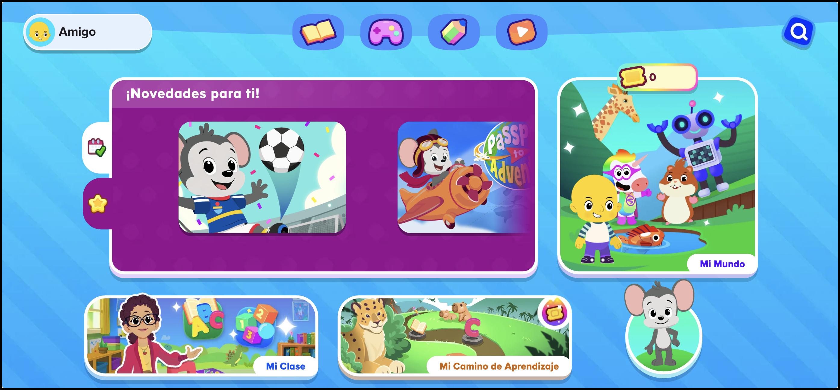 Espanol (Mexico) ABCmouse v1.63.0 New for you! area on the student homepage.png
