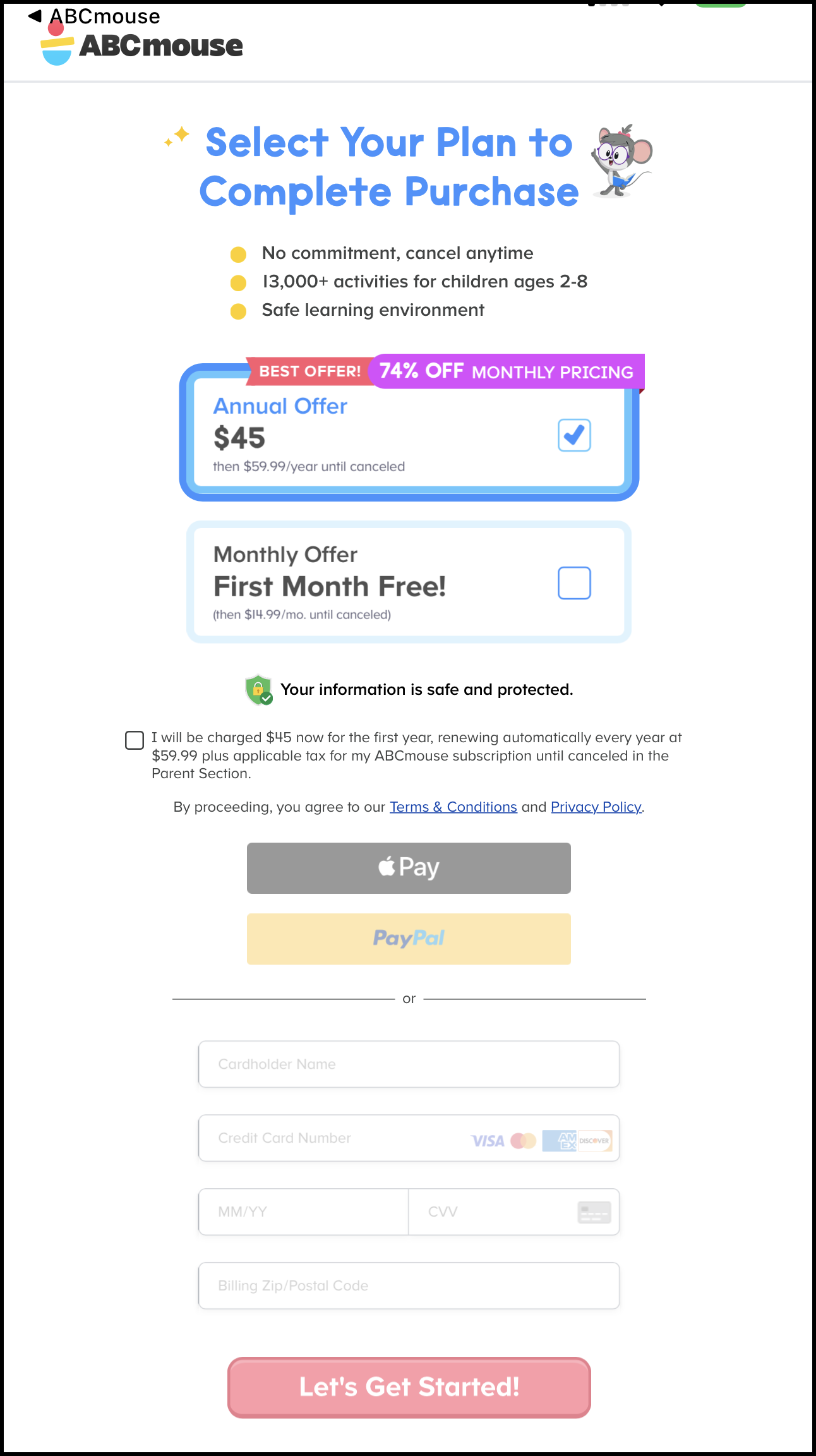 English (American) ABCmouse v1.63.0 redirects to webview - choose a plan free 30 day trail with the 14.99 monthly or best value with 45.00 annual.png
