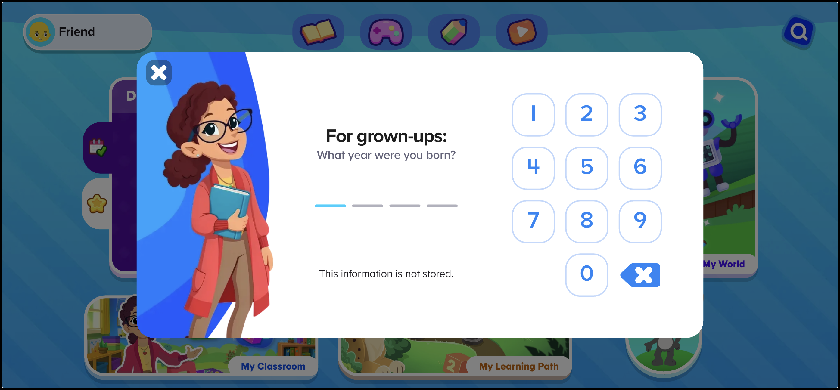 English (American) ABCmouse v1.63.0 student homepage with year gate pop-up for premium users.png