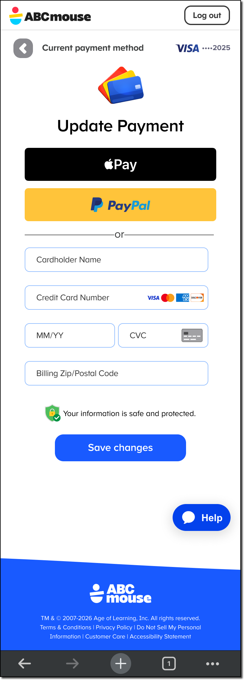 Membership Details - Update Payment Method screen.png
