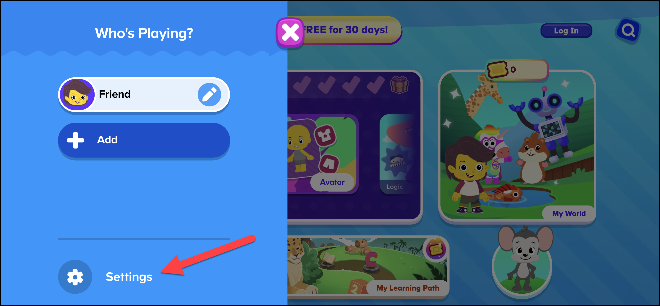 English (American) ABCmouse v1.68.0 whos playing screen pointing to settings for basic users.png