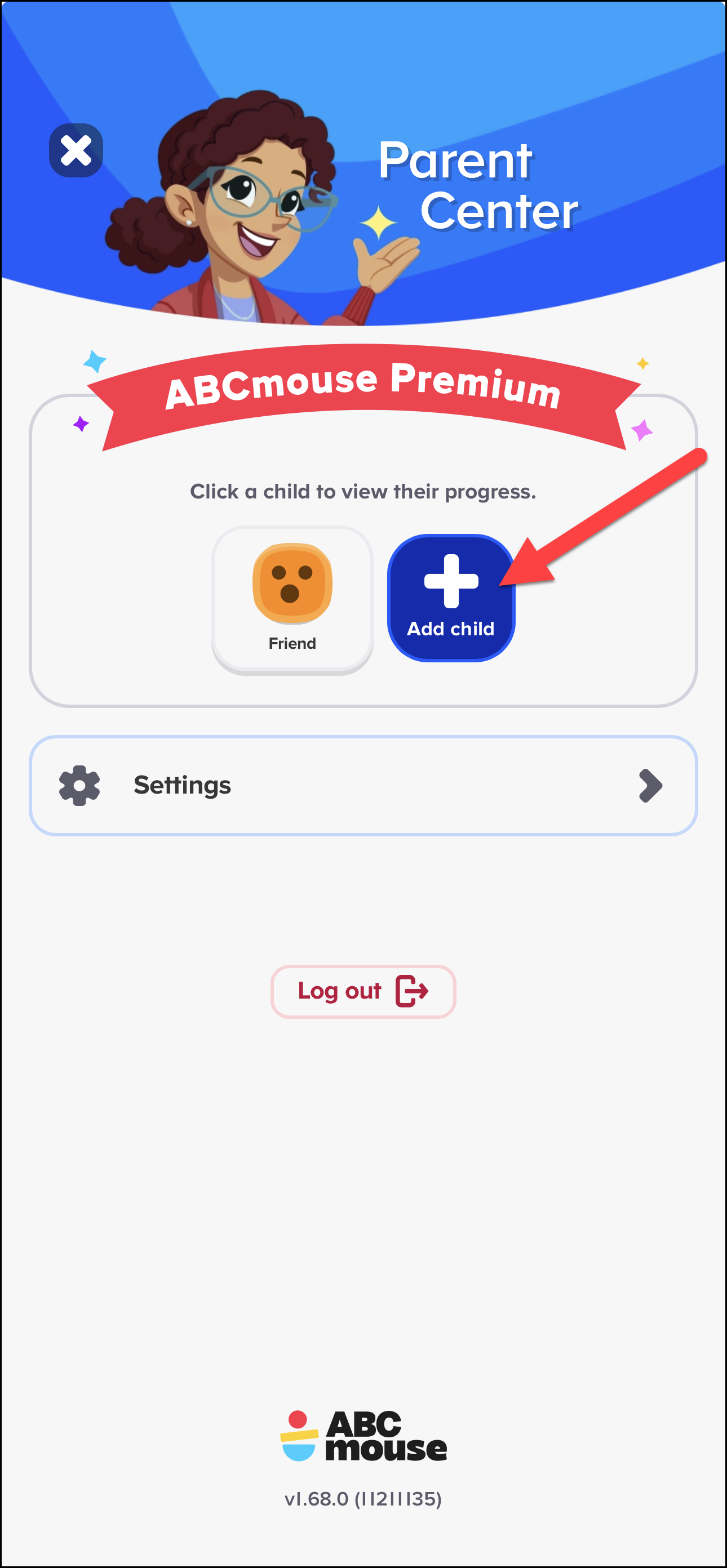 English (American) ABCmouse v1.68.0 Point to Add Child on Paent Center for Premium Users.png