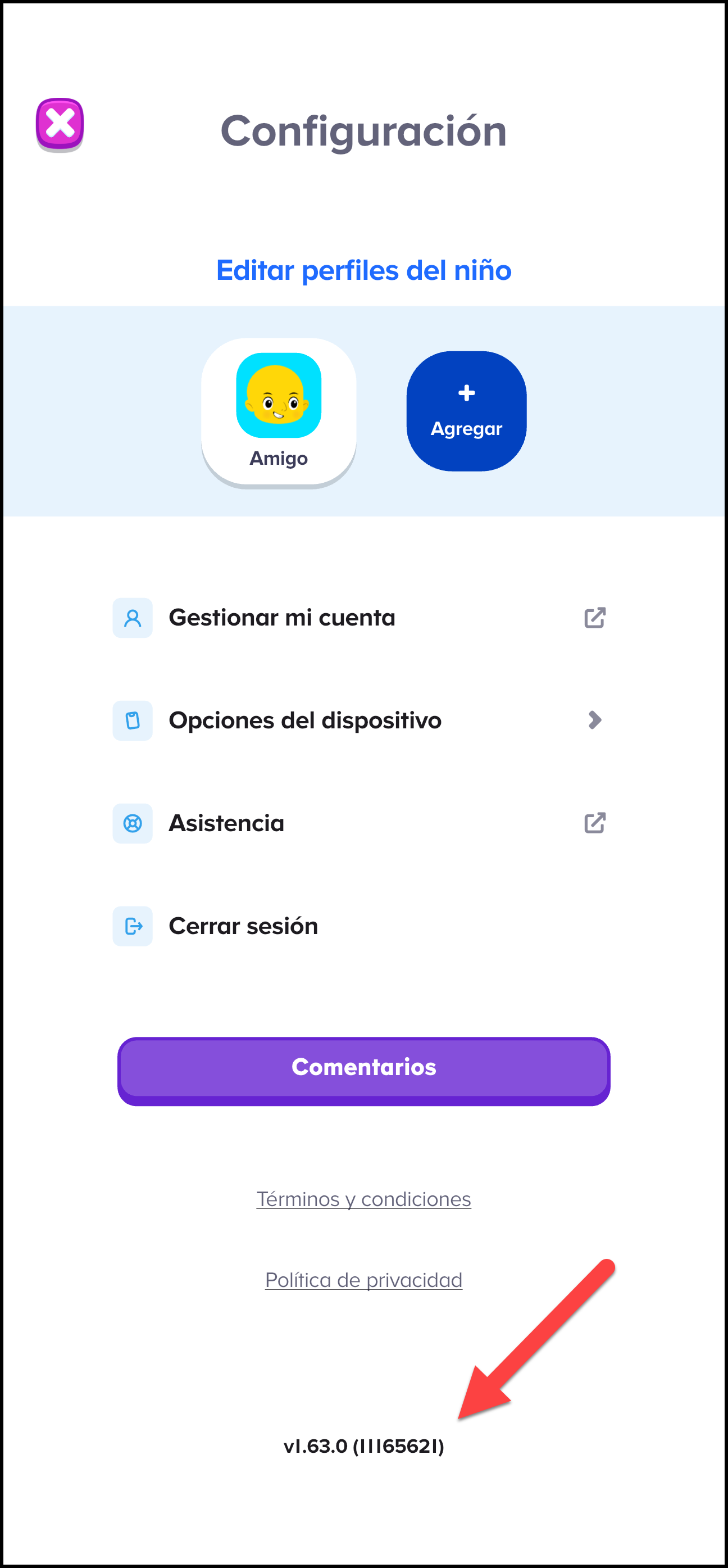 Espanol ABCmouse (Mexico) v1.63.0 pointing ABCmouse App Version number in Settings.png