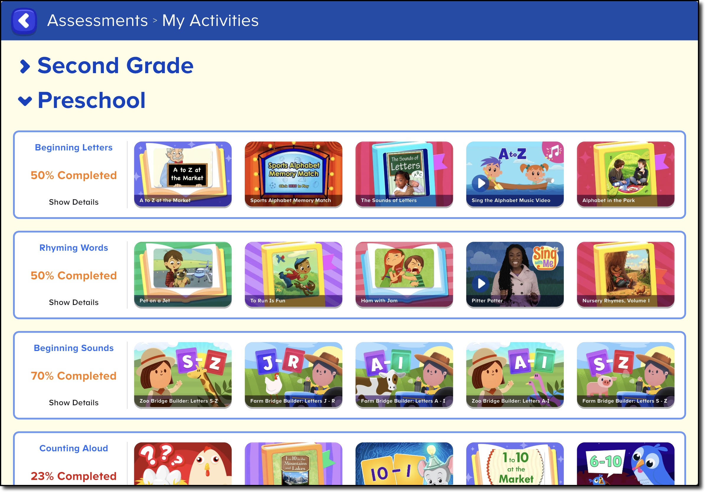 Assessment Center - Preschool - My Activities.png