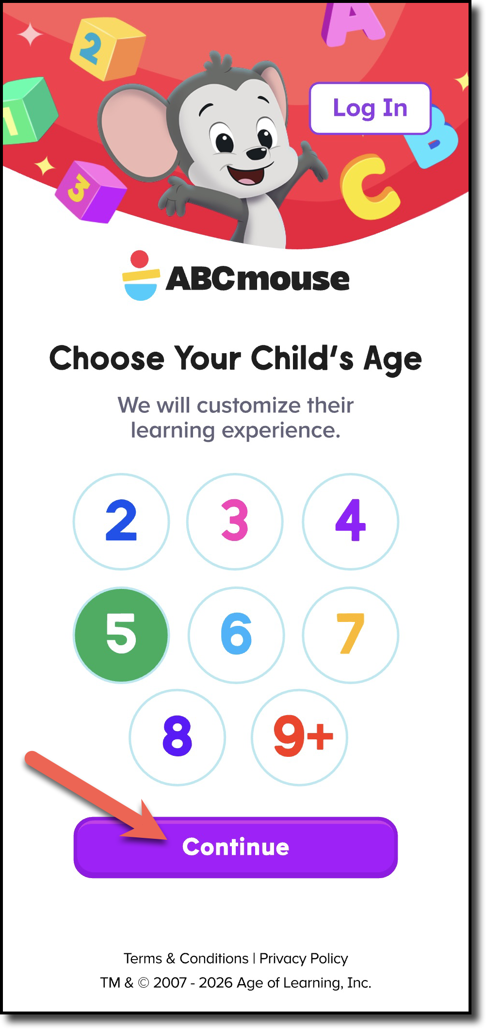 ABCmouse 1st screen app - choose child age.png