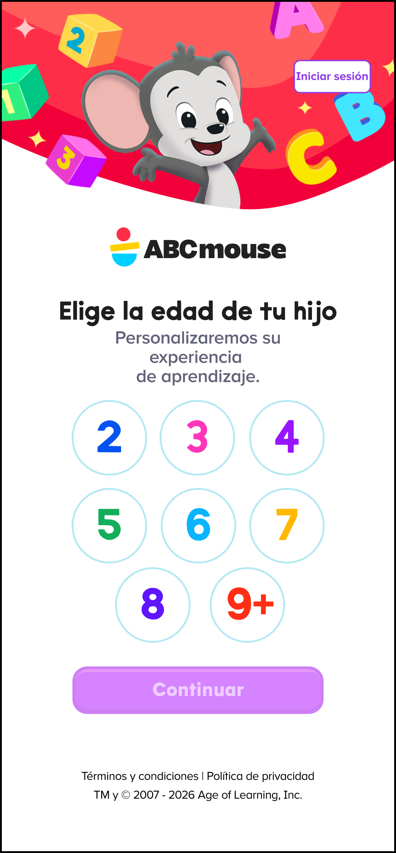 Espanol (Mexico) ABCmouse v1.63.0 choose your childs age.png