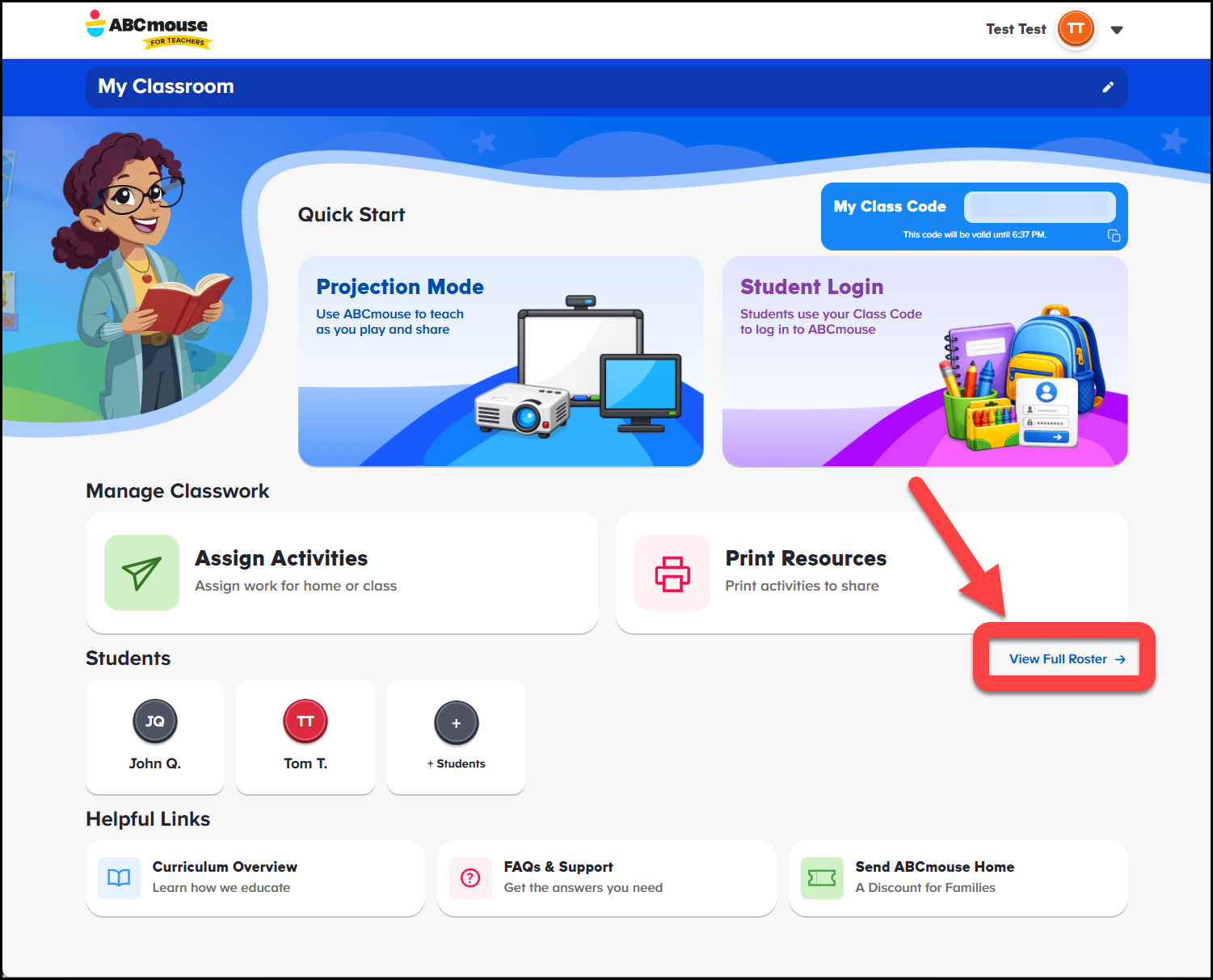 English (American) ABCmouse v1.68.0 Teacher account pointing to view full roster.png
