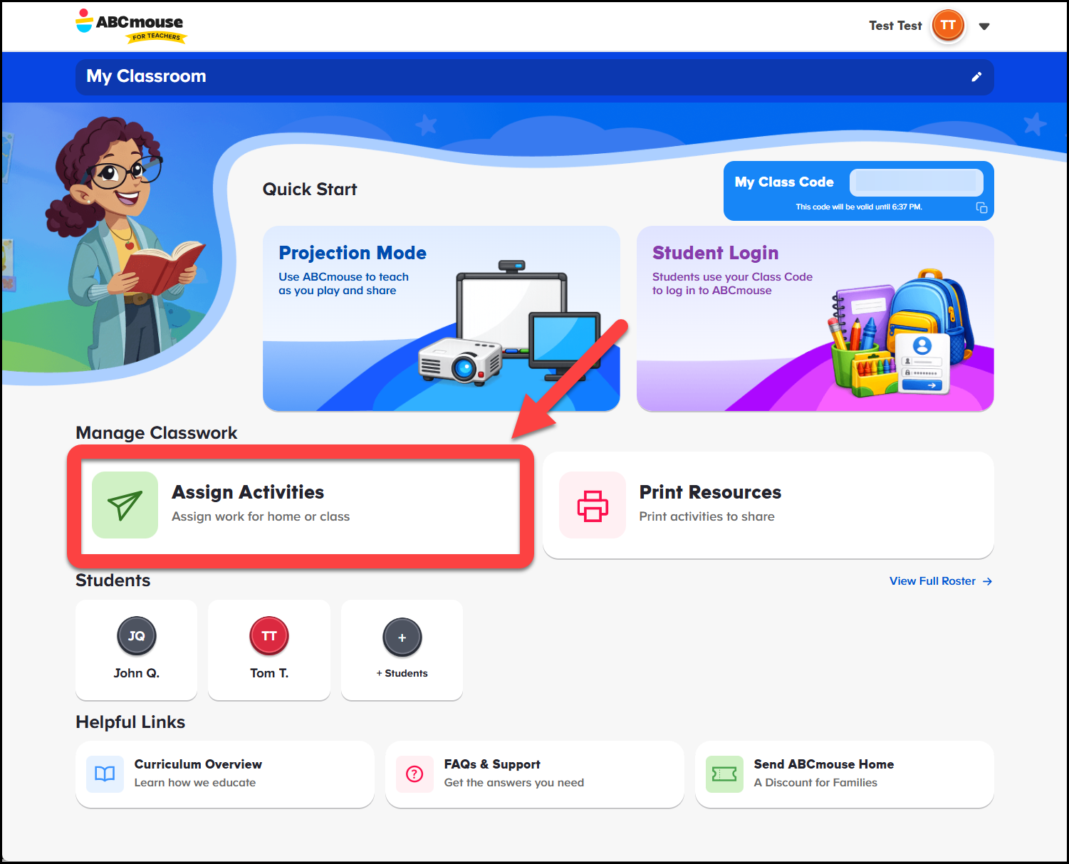 English (American) ABCmouse v1.68.0 Teacher account pointing to assign activities.png