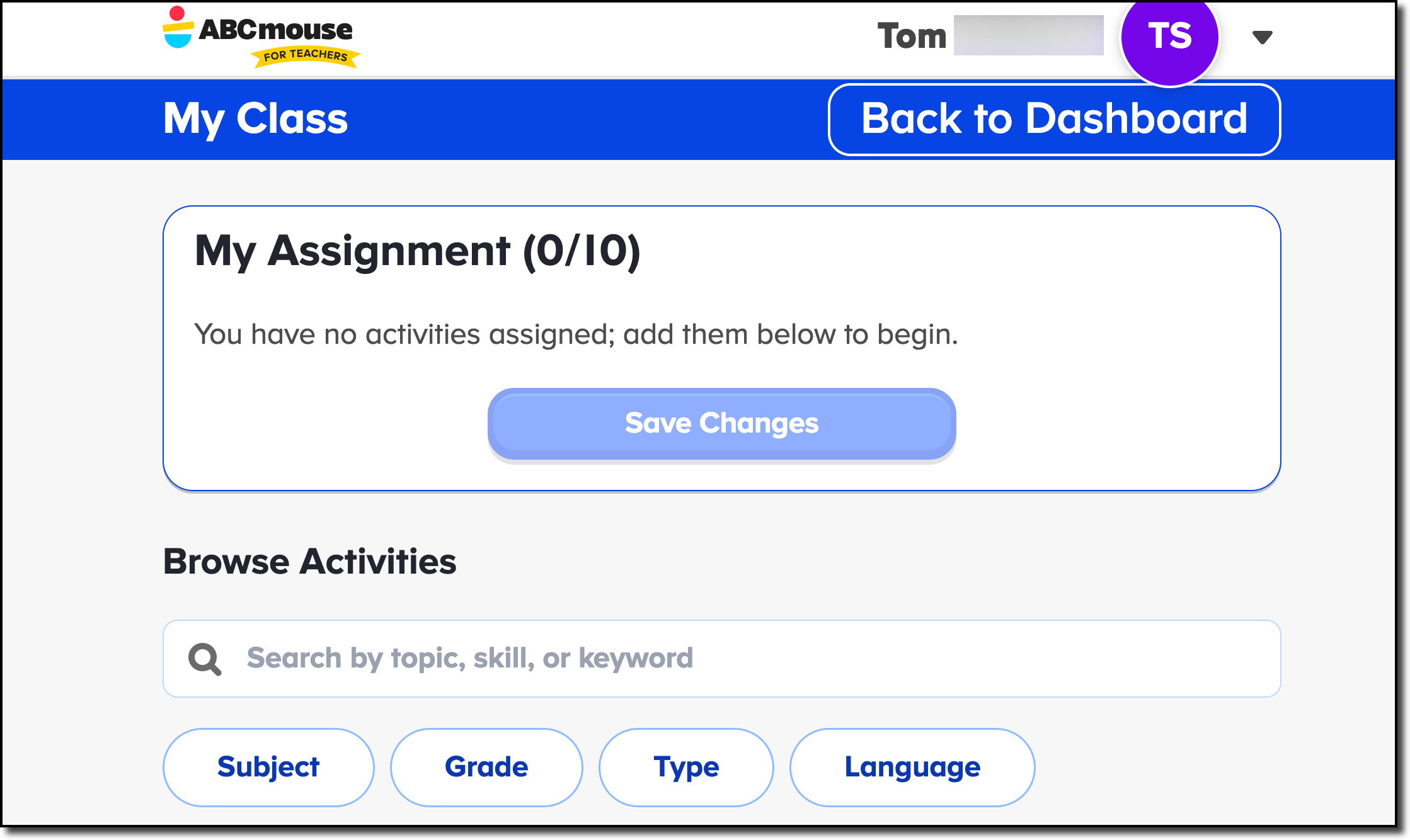 Teacher Dashboard - Assignments screen.png