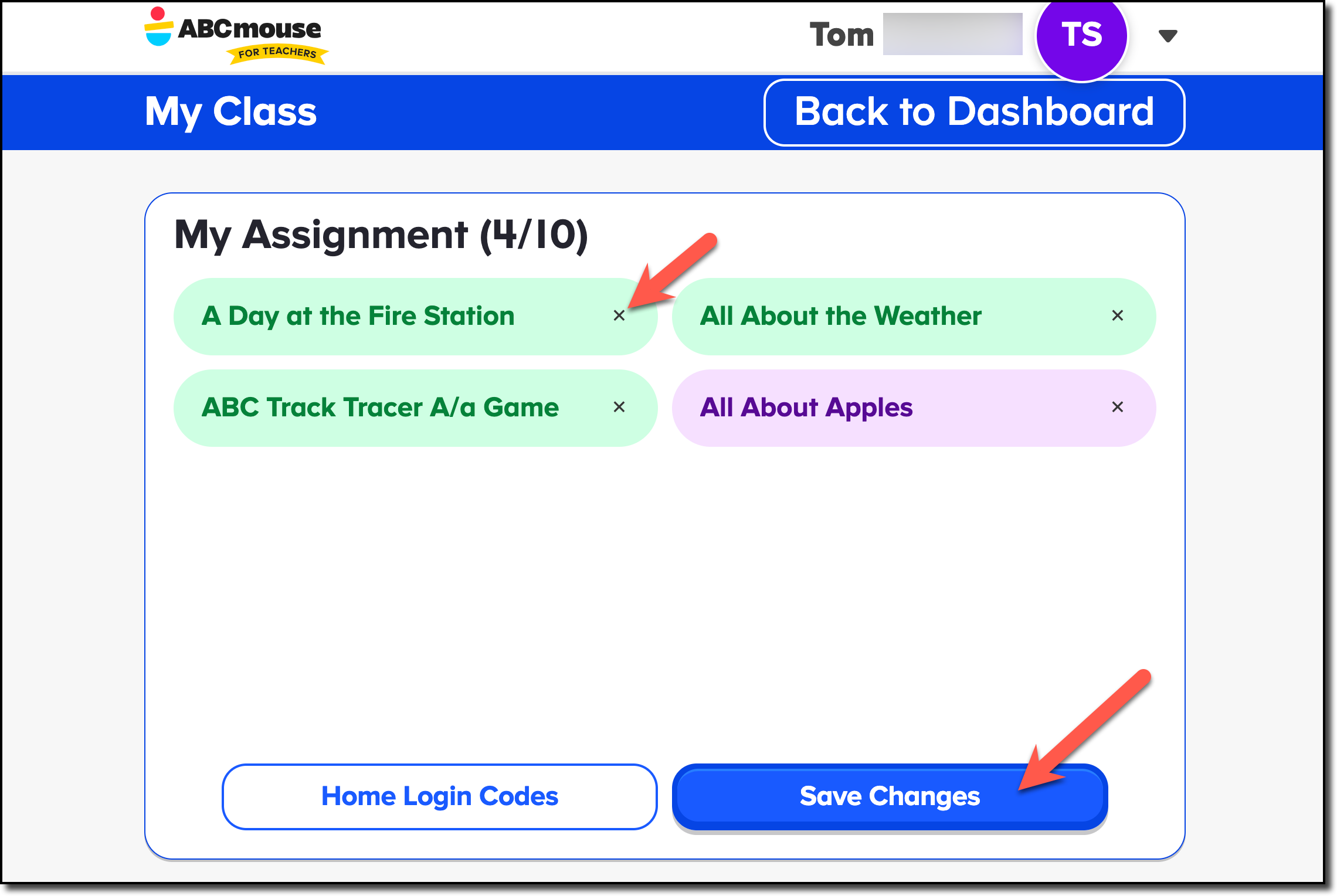 Teacher Dashboard - Assignments selected.png