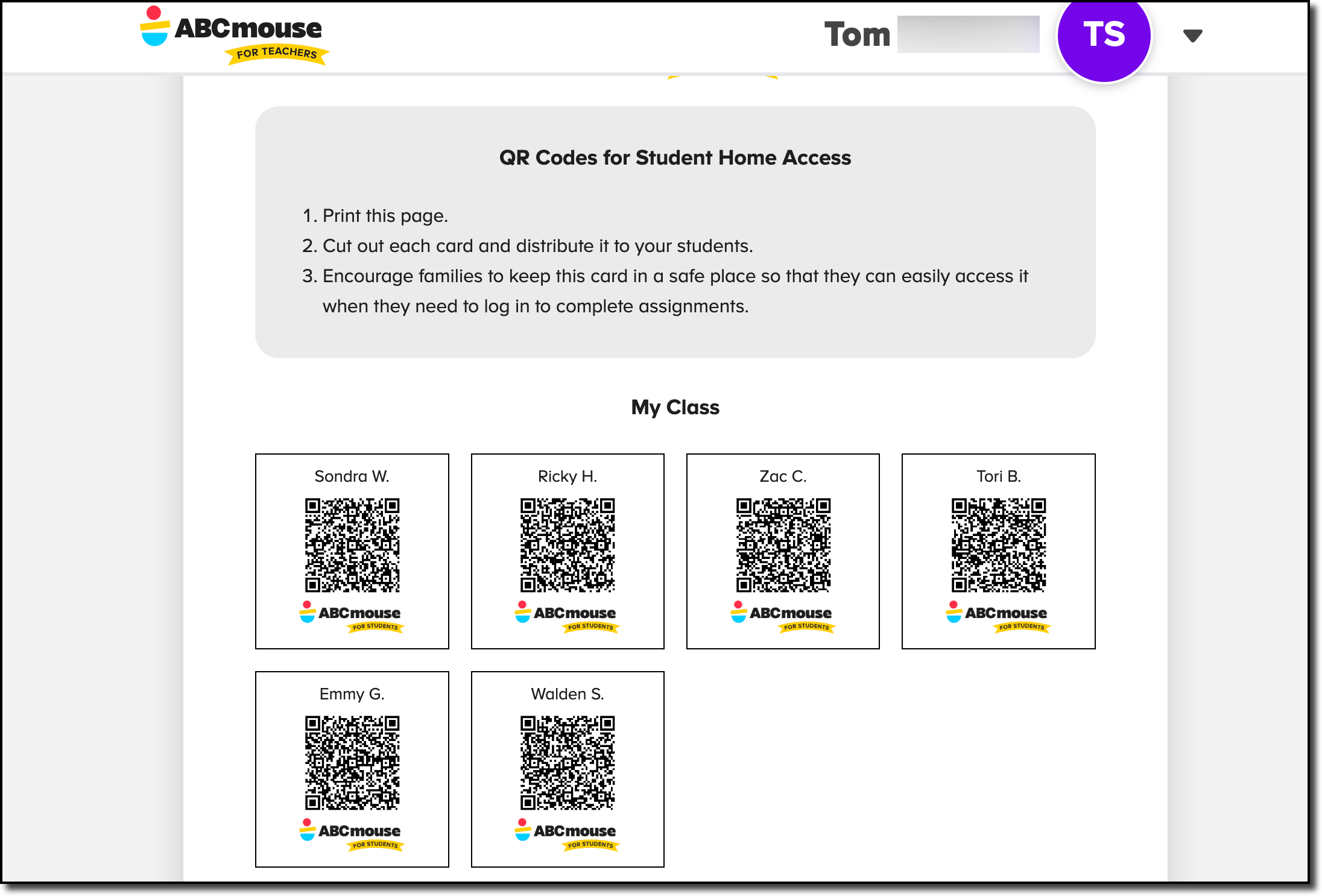 QR Codes for Student Home Access - My Class to print.png
